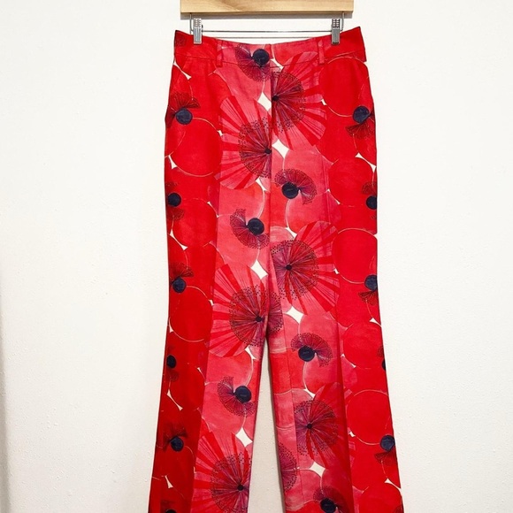 Akris Florine Cotton Silk Poppies Print Pants - Picture 5 of 8